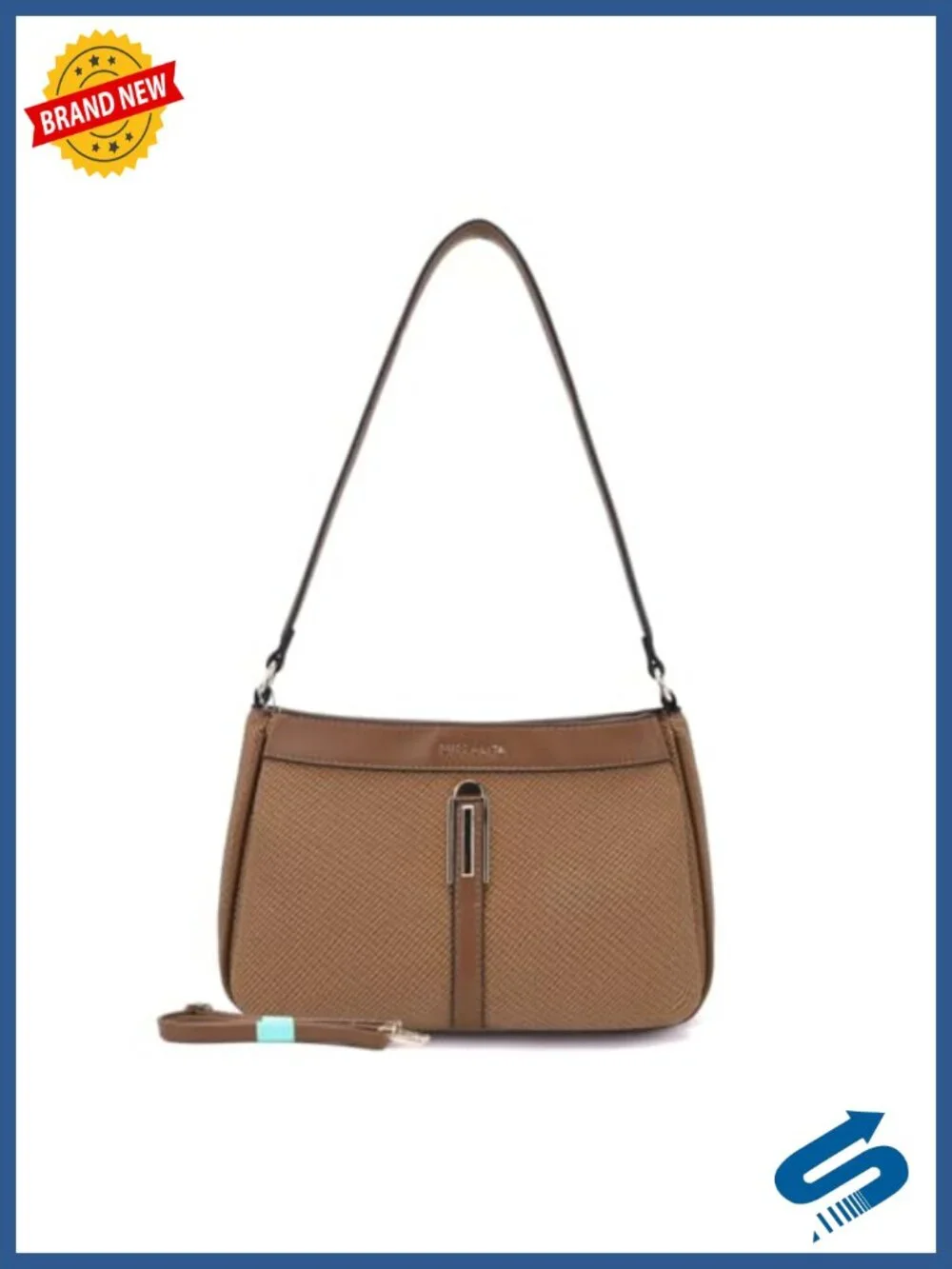 Woven Faux Leather Shoulder Bag Crossbody Purse Multi-Zipper Pockets Dual Straps